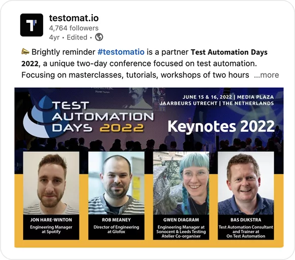 Conference promotion with our LinkedIn page post