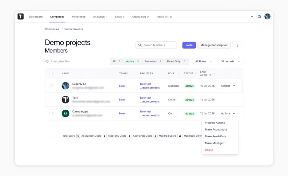 Manage users and roles